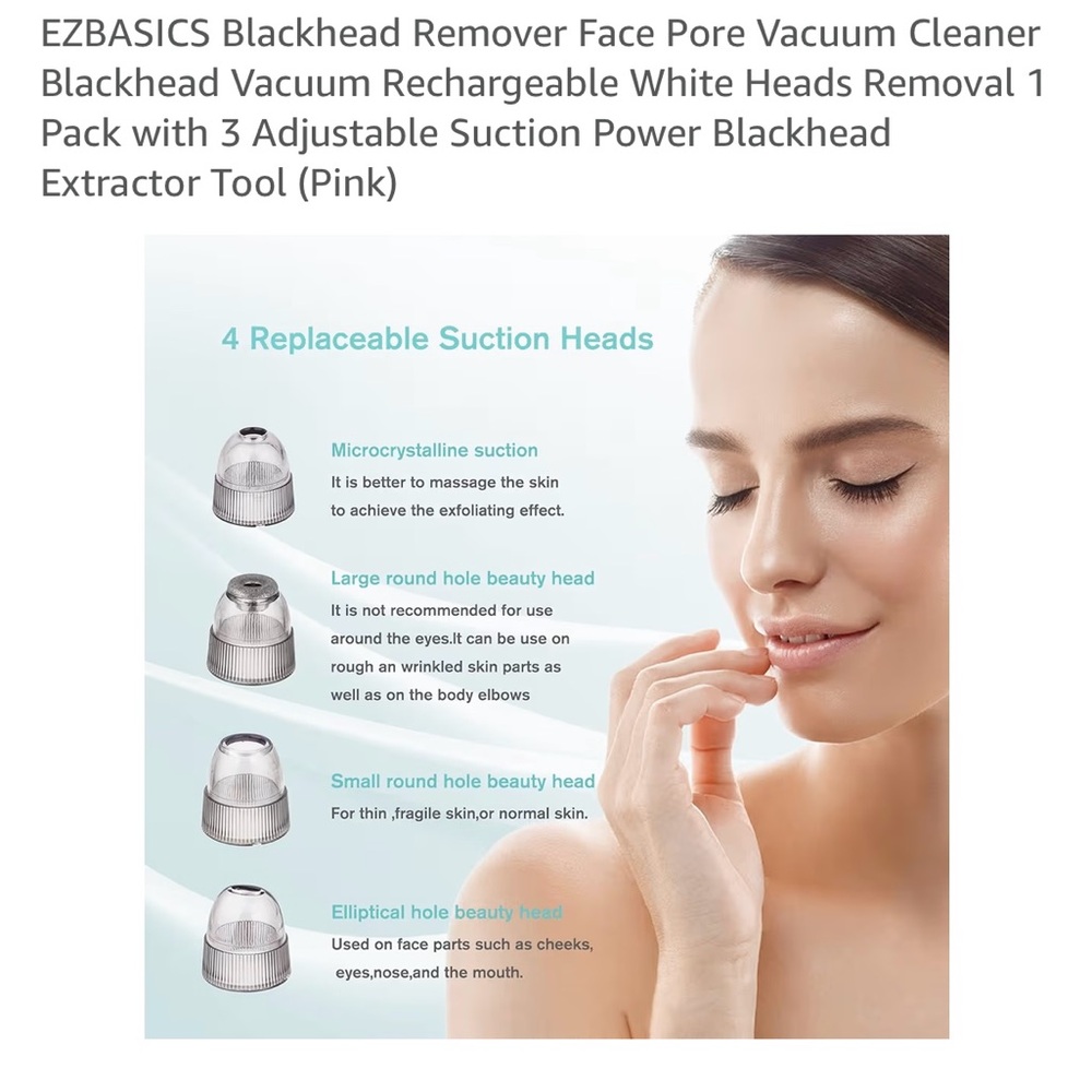 NIB EZBASICS Blackhead Remover Pore Vacuum Pink - Picture 3 of 5